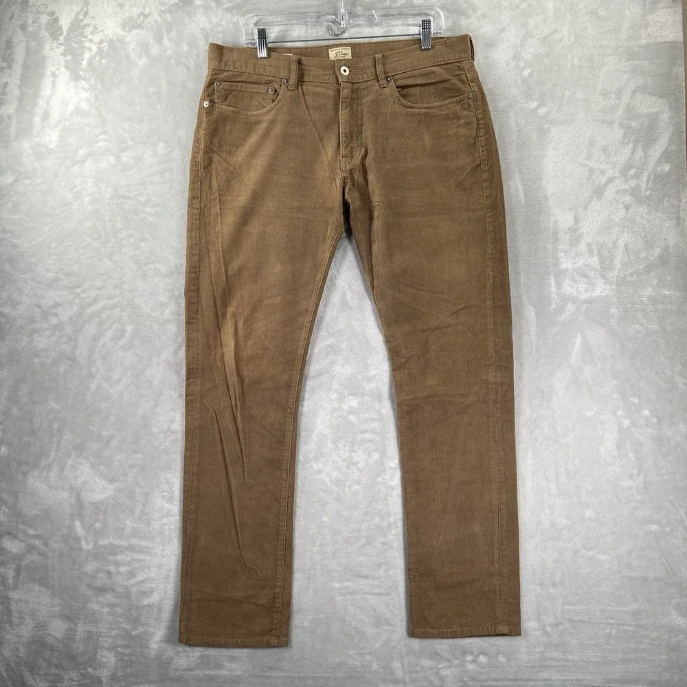 J. CREW Pants mens 34x30 Corduroy Chino Style 484 Slim Fit 5-Pocket Brown Casual